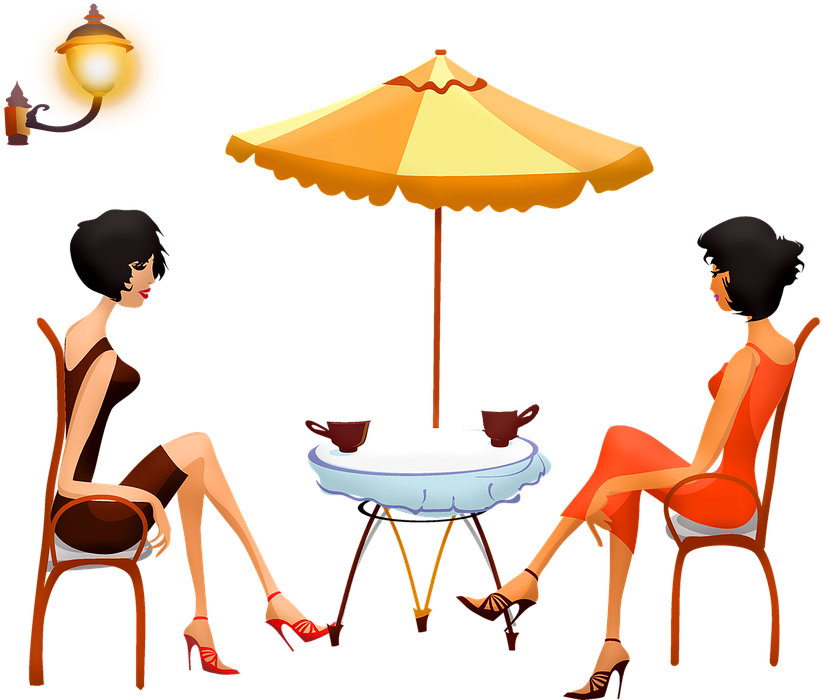 Women At Cafe, Woman Drinking Coffee, Women, Cup - Human Png Black Sitting (849x720), Png Download