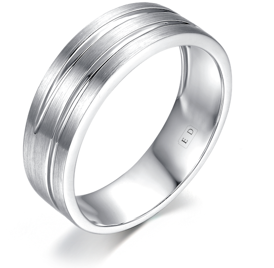 Classic Carved Spiral White Gold Wedding Ring - Titanium Ring (600x600), Png Download