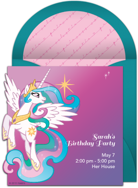 Princess Celestia Prance Online Invitation - Princess Celestia Pony Invitations (650x650), Png Download
