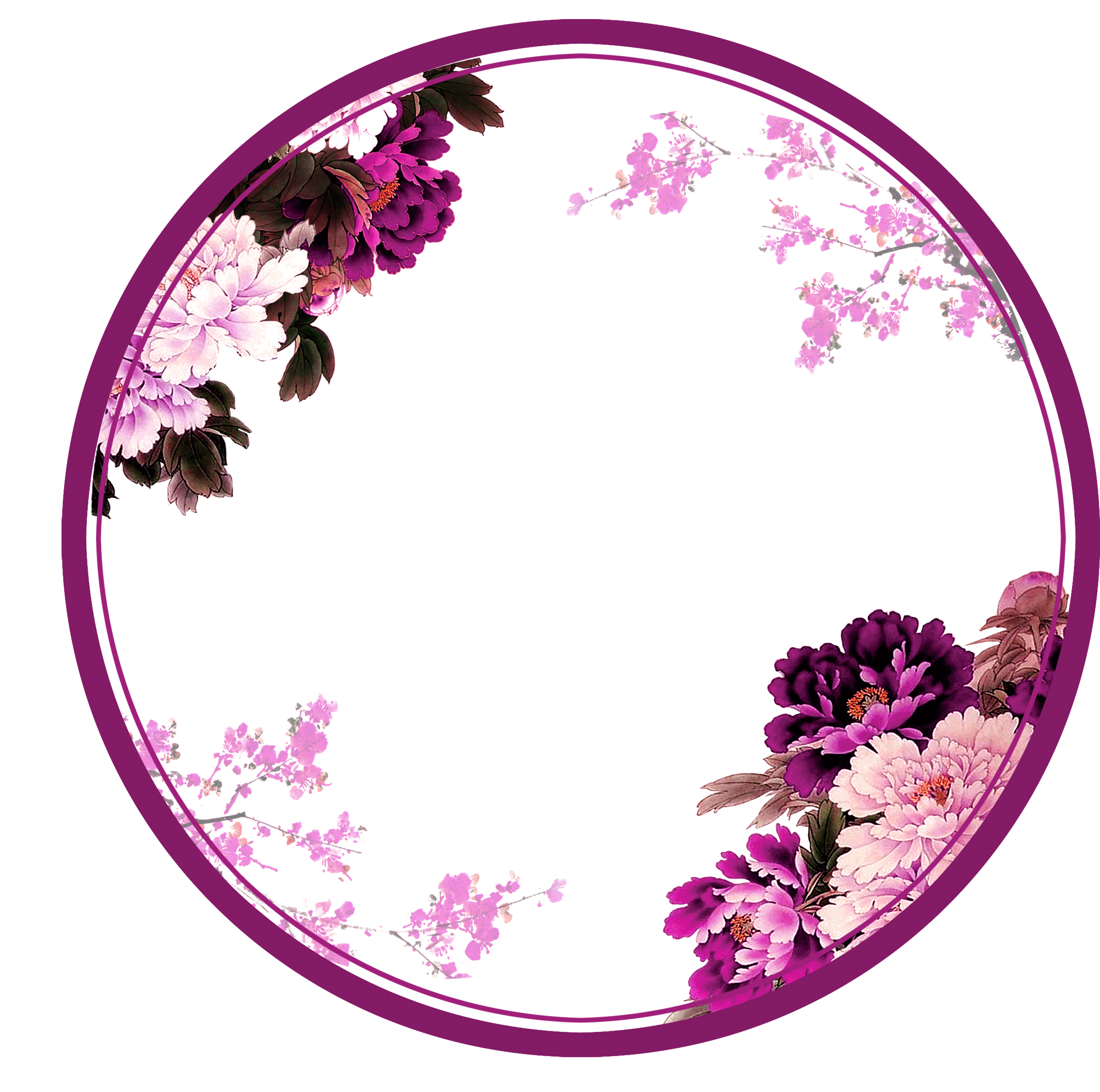 Purple Circle Png - Flower Circle Border Png (3793x3678), Png Download