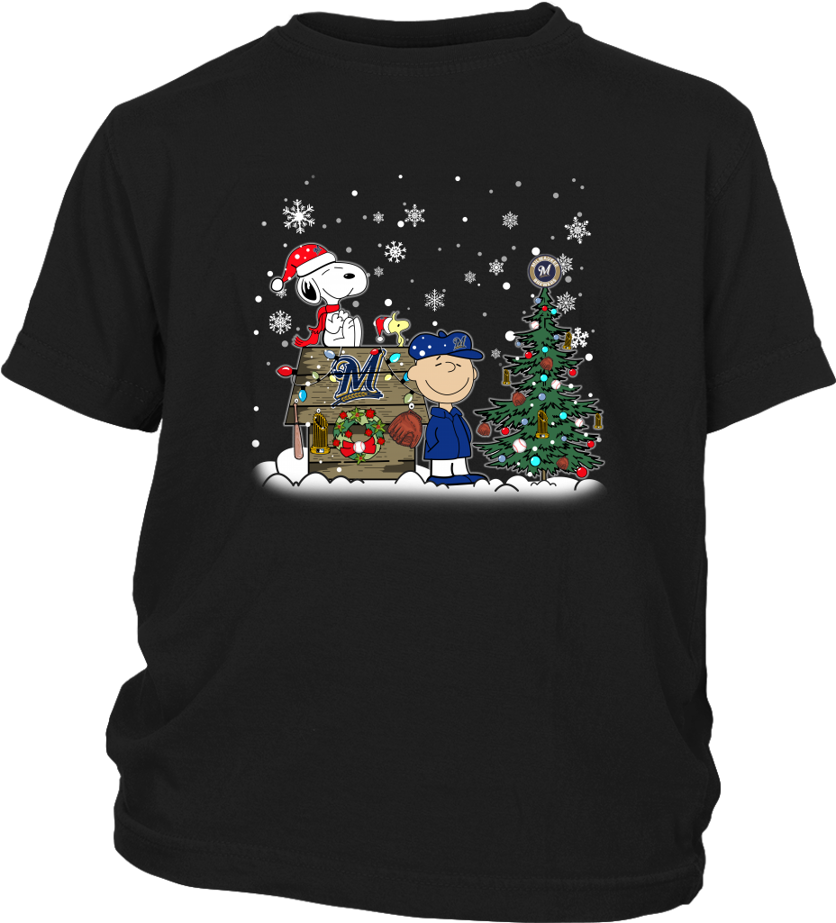 Mlb Milwaukee Brewers Snoopy The Peanuts Movie Christmas - Shirt (1024x1024), Png Download