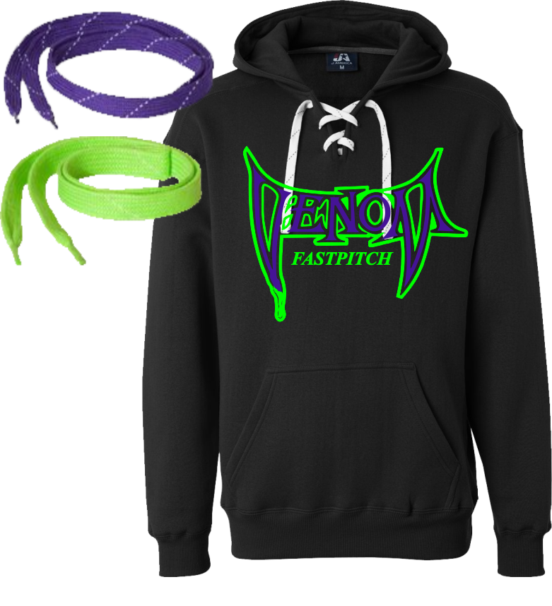 Venom Hockey Lace Hoodie - J. America Men's Sports Lace Up Hoodie Sweatshirt (781x858), Png Download