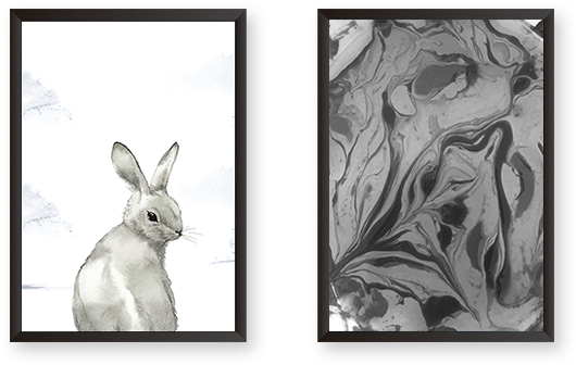Rabbit With Modern Art Set Of 2 Frames - Domestic Rabbit (600x600), Png Download