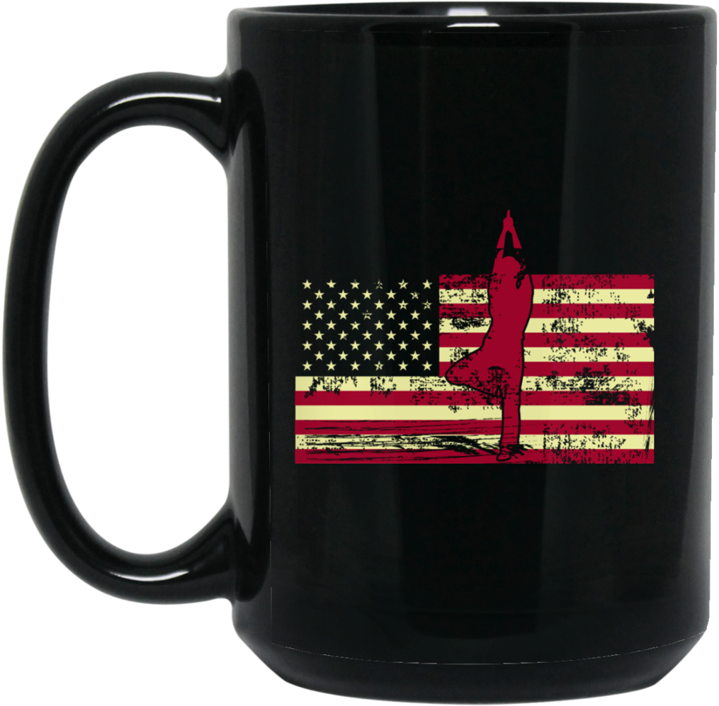 Male Yoga Silhouette On Flag Bm15oz 15 Oz - Drink And I Know Things Cup Transparent (1024x1024), Png Download