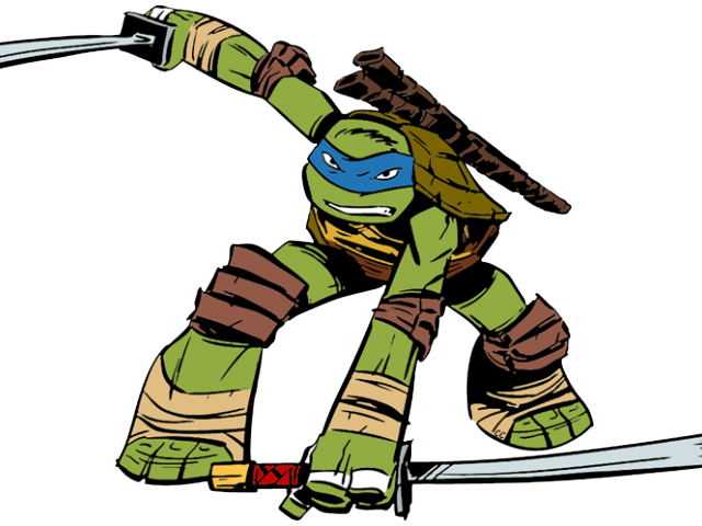 Ninja Turtles Clipart Silhouette - Teenage Mutant Ninja Turtles Cartoon Leonardo (640x480), Png Download