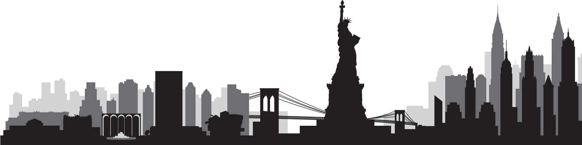Newyork - Silhouette Of New York City (1900x500), Png Download