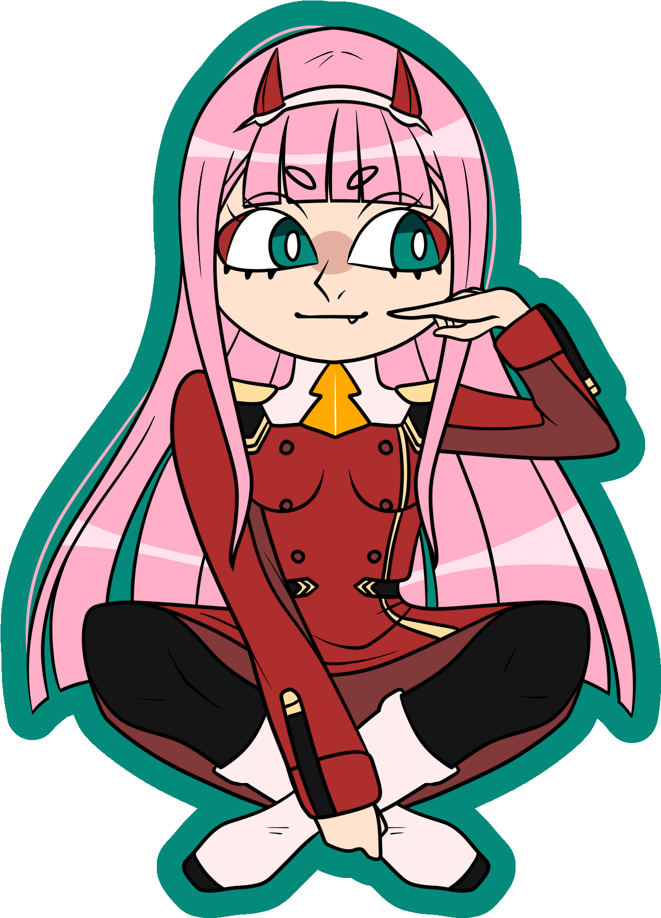 Zero Two Darling In The Franxx Charm - Cartoon (1400x1921), Png Download