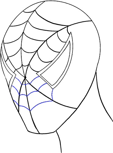 Drawn Spider Man Spider Man's Face - Drawing (678x600), Png Download