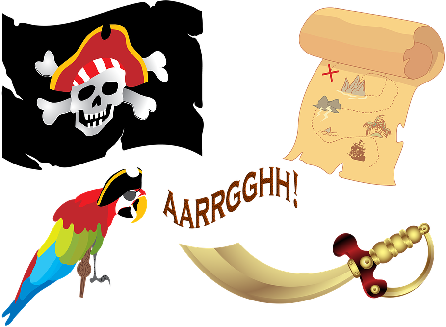 Pirate Ship Gold Treasure Pirate Ship Ocean - Printable Pirate Flag (960x678), Png Download