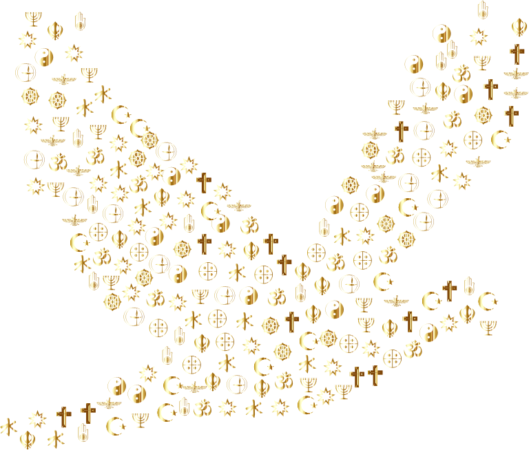 Gold World Religions Dove No Background Medium - World Religions Transparent Background (768x654), Png Download