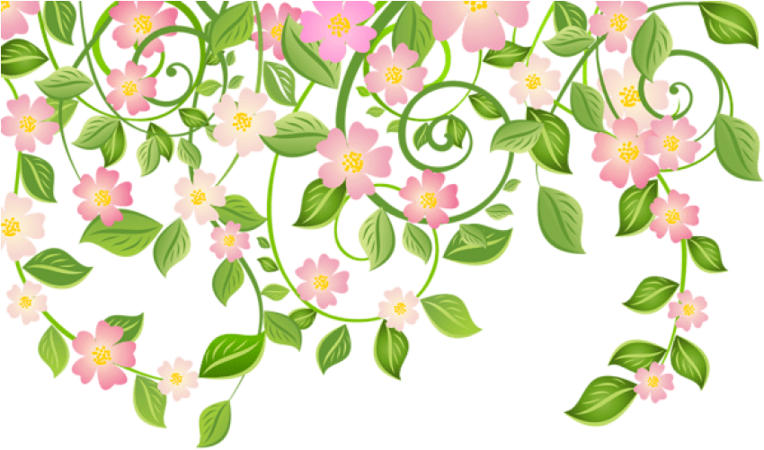 Free Png Download Spring Blossom Decoration With Leaves - Flowers And Leaves Png (850x510), Png Download