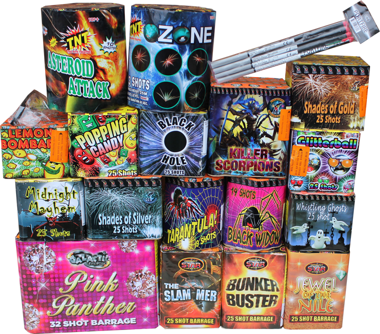 Cake Selection Box Fireworks (758x667), Png Download