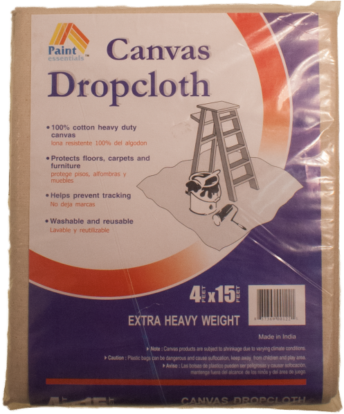 Paint Essentials Canvas Drop Cloth 4 Ft X 15 Ft Ehw415 - Paint Essentials 12-feet Canvas Drop Cloth Jj298420 (600x600), Png Download