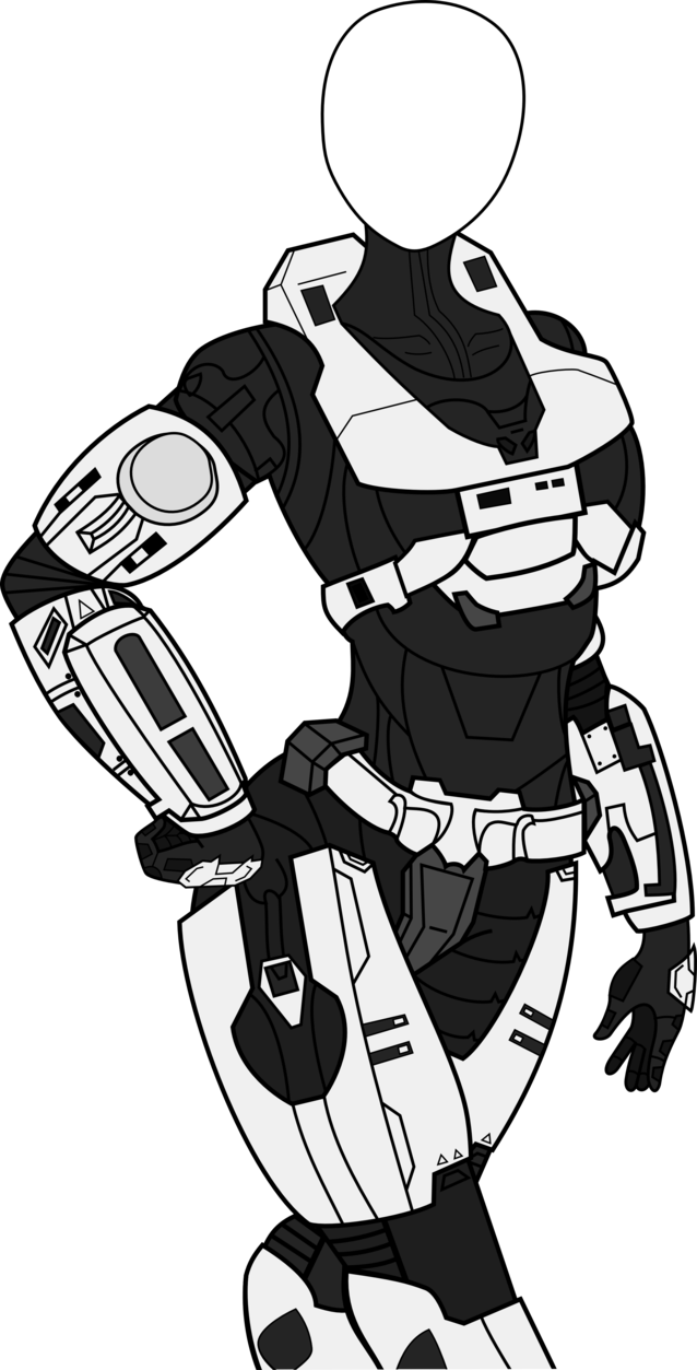 Halo Wars Clipart Black And White - Halo Female Spartan Drawing (638x1253), Png Download