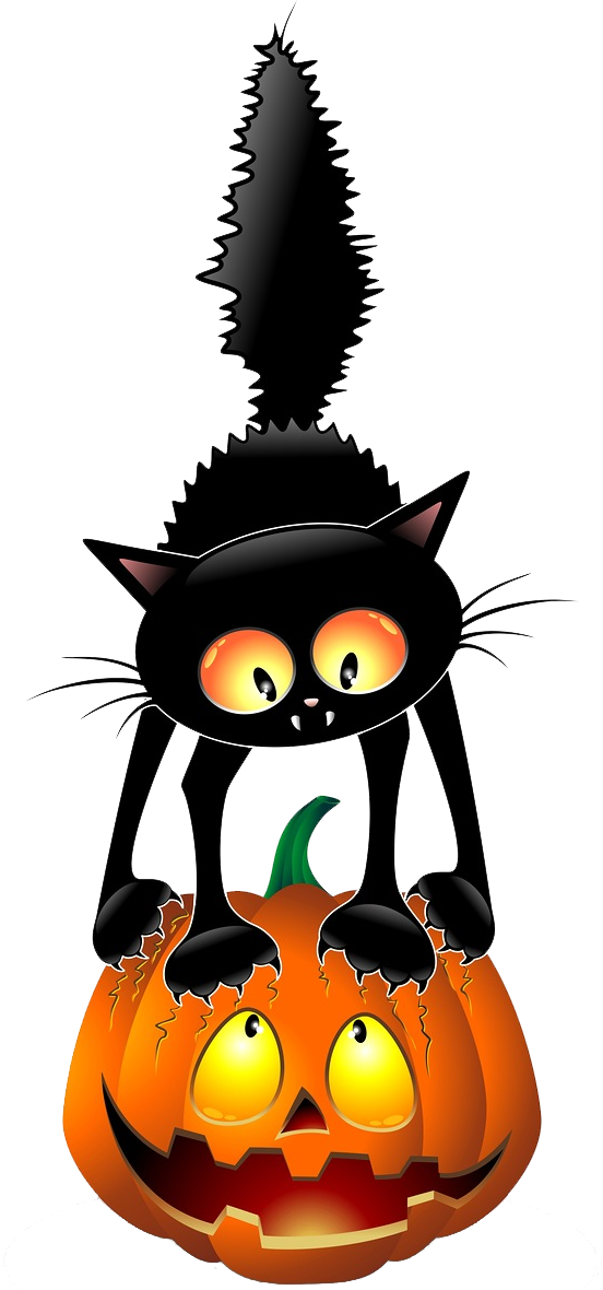 *✿*fauna Fantasmal*✿* Halloween Clipart, Halloween - Black Cat And Pumpkin (552x1180), Png Download