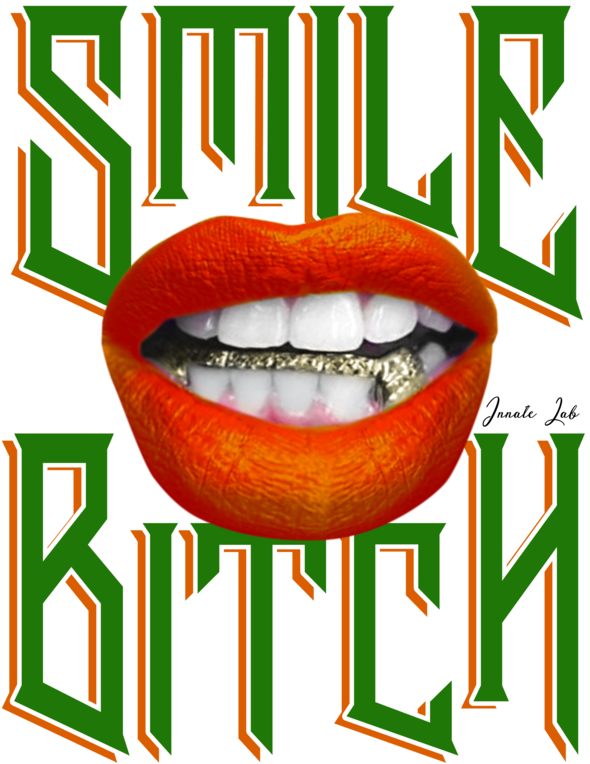 Smile Bitch Female Grillz Gold Lips Famu Orange Green - Poster (601x800), Png Download