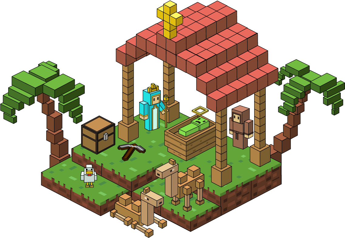 Cubecraft Nativity Scene - Cartoon (1170x833), Png Download