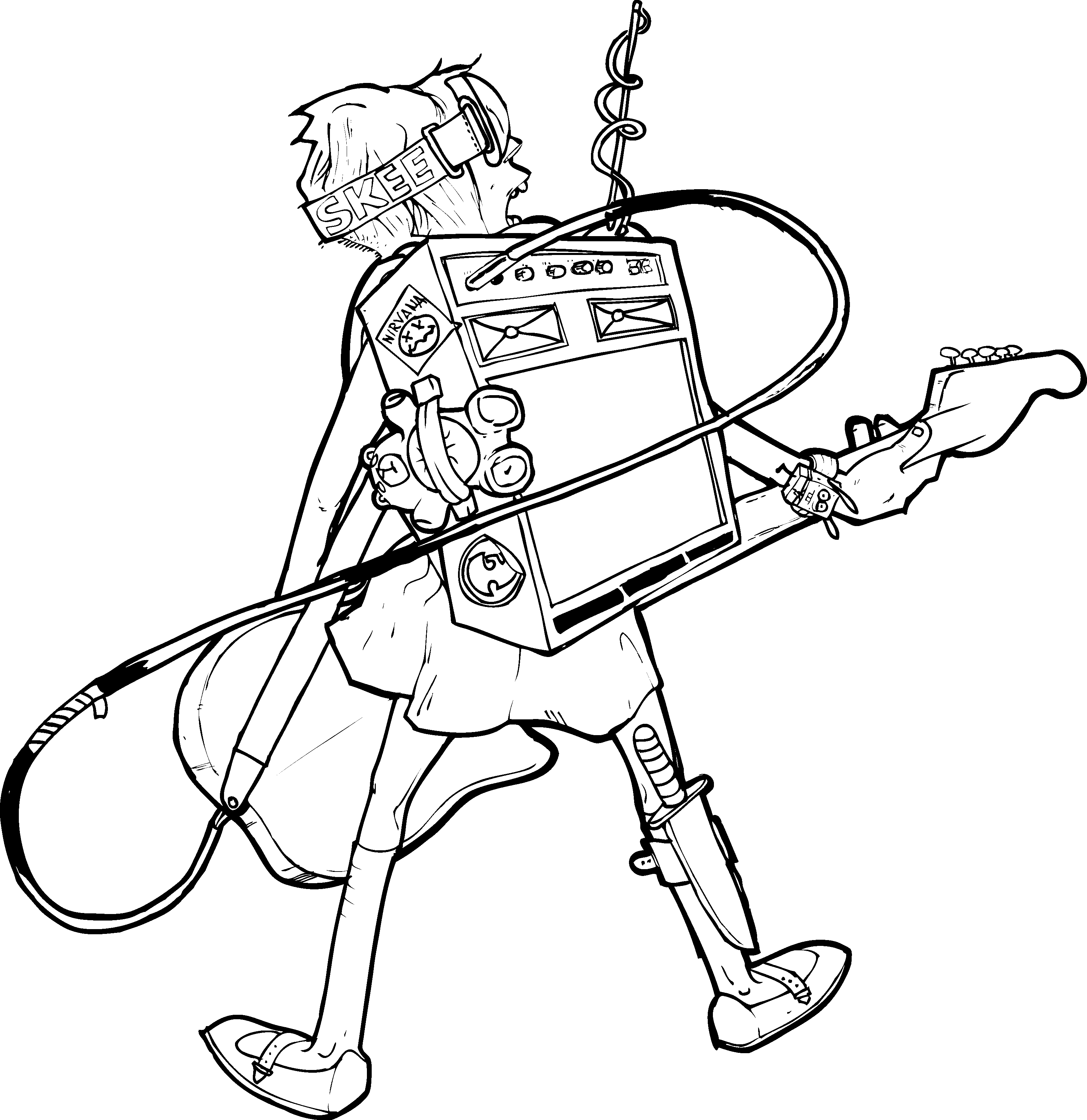 The Gorillaz - Ghostbustaz - Line Art (3173x3268), Png Download