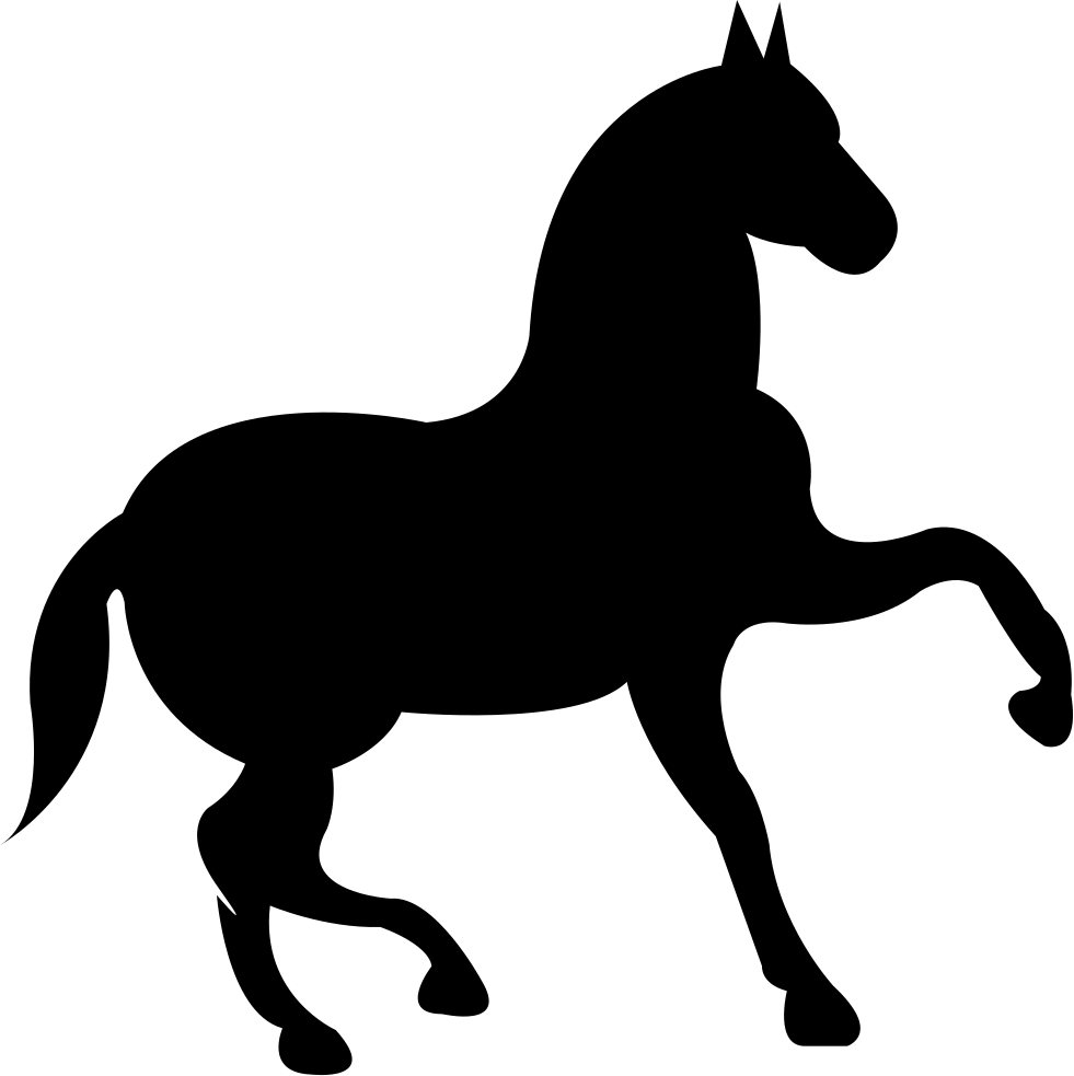 Dancing Black Horse With One Lift Foot Comments - Horse Riding Vector Png (981x983), Png Download