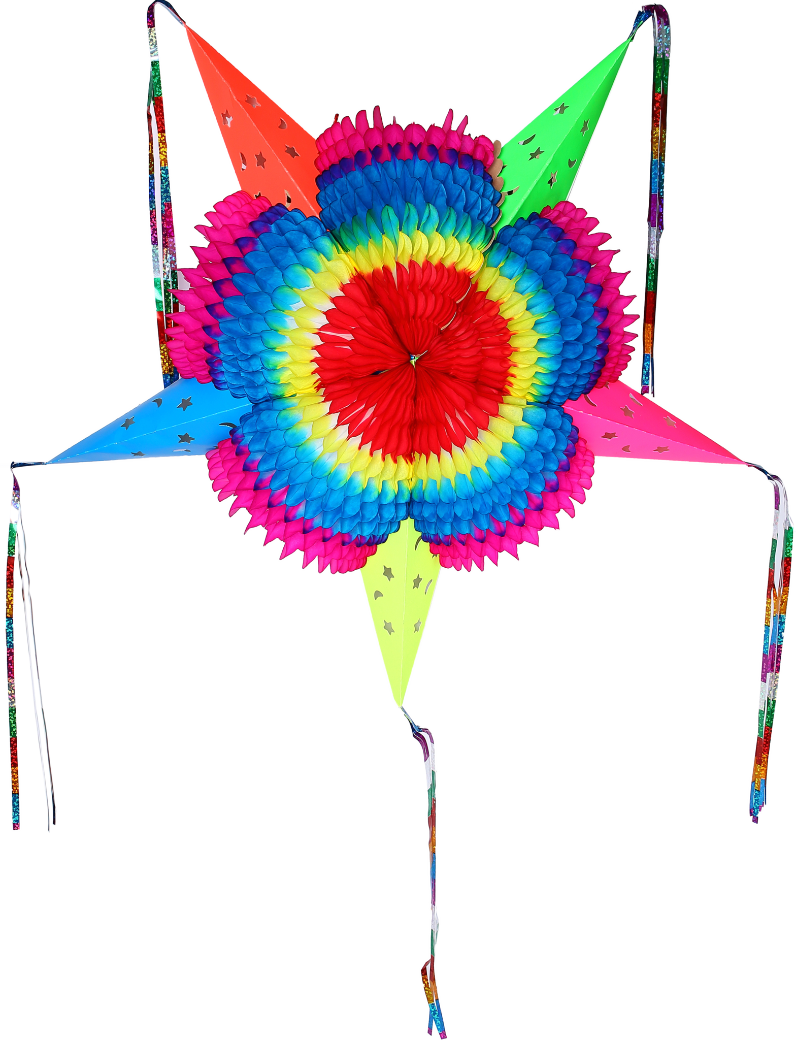 Colorful Star Mexican Piñata Foldable Cardboard Party - Circle (1568x2048), Png Download