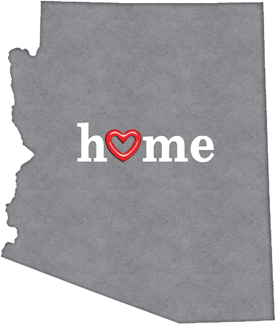 Click And Drag To Re-position The Image, If Desired - State Map Outline Arizona With Heart In Home (595x700), Png Download