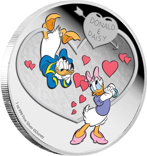 Fine Silver Coloured Coin Love Crazy Mintage - Donald And Daisy Love (570x570), Png Download