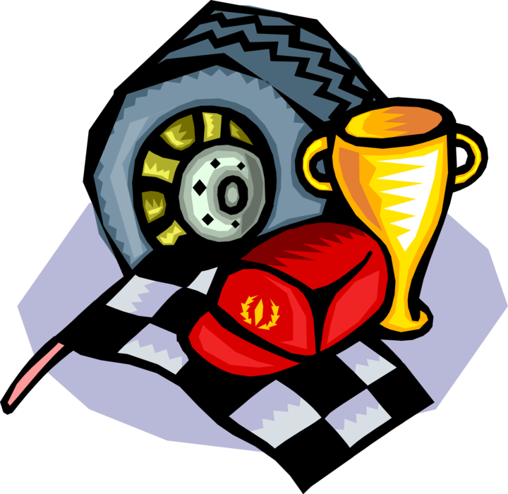 Vector Illustration Of Auto Racing With Checkered Or - Auto Racing Clip Art (720x700), Png Download