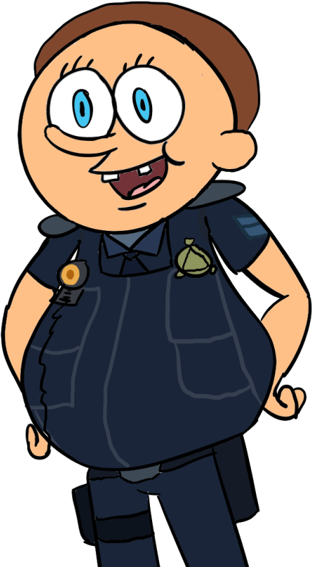 Hey Could You Draw That Cop Morty With The Spongebob - Cartoon (495x810), Png Download