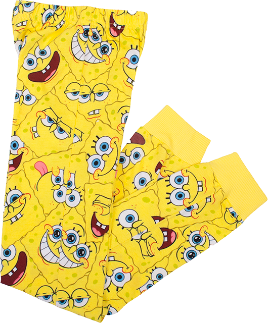 Long Sleeve Spongebob Faces Boys Pajama Set - Cartoon (530x640), Png Download