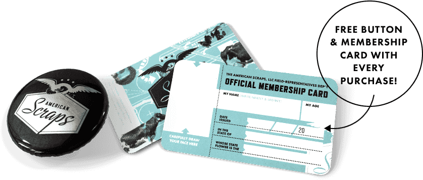 The American Scraps Button And Membership Card - Cutting Tool (876x358), Png Download