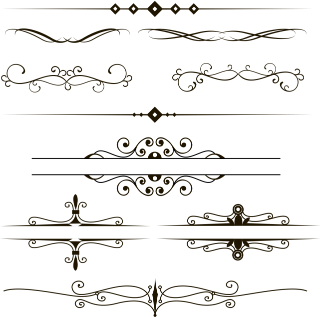 Ornament Retro Vintage Png And For Free - Line Art (640x640), Png Download