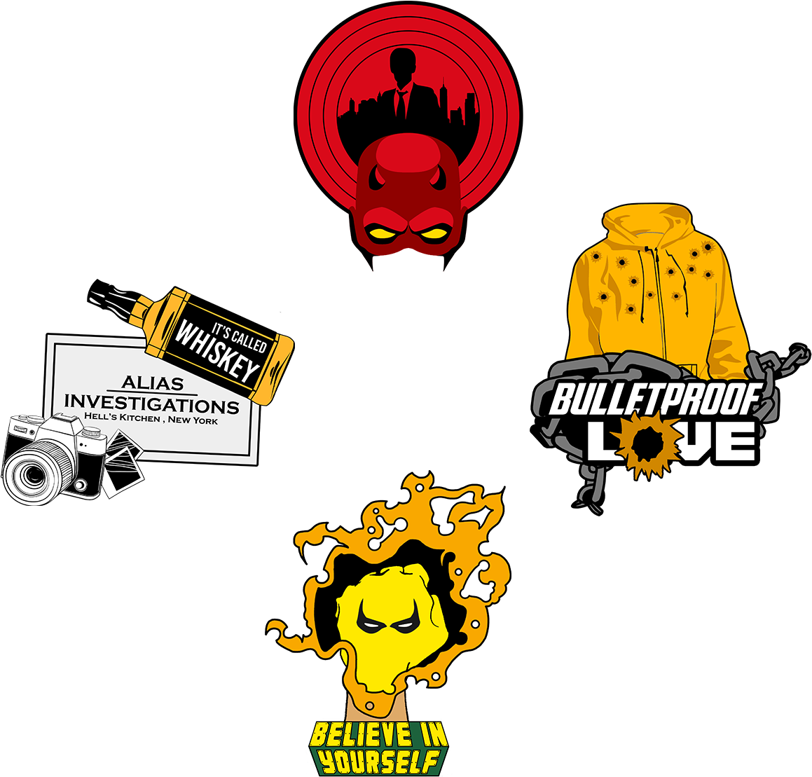 Daredevil Luke Cage Jessica Jones Iron Fist Marvel (1200x1200), Png Download