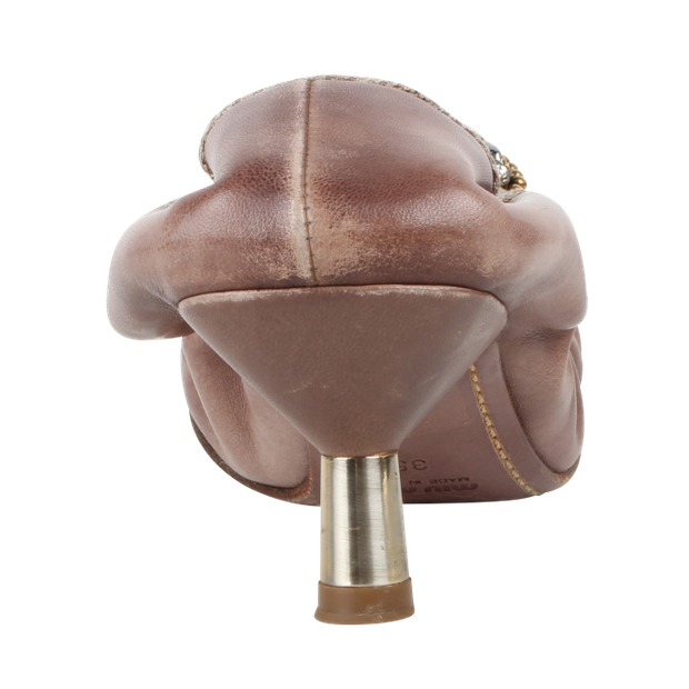 Miu Miu Brown Pumps With Embellishments 3 Thumbnail - Leather (620x620), Png Download