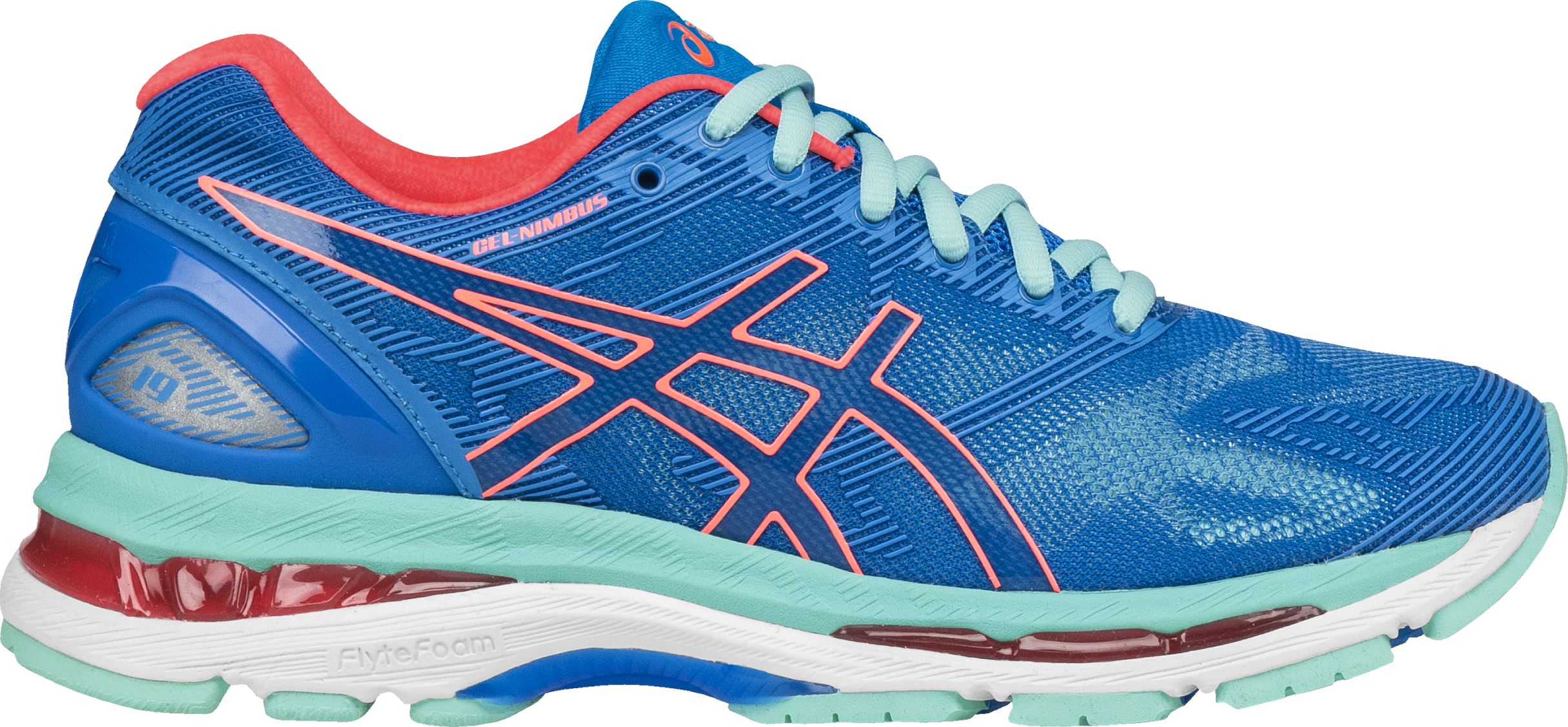 Asics' New Gel-nimbus 19 Delivers Improved Lightweight - Asics Nimbus 19 Dame (2428x1125), Png Download