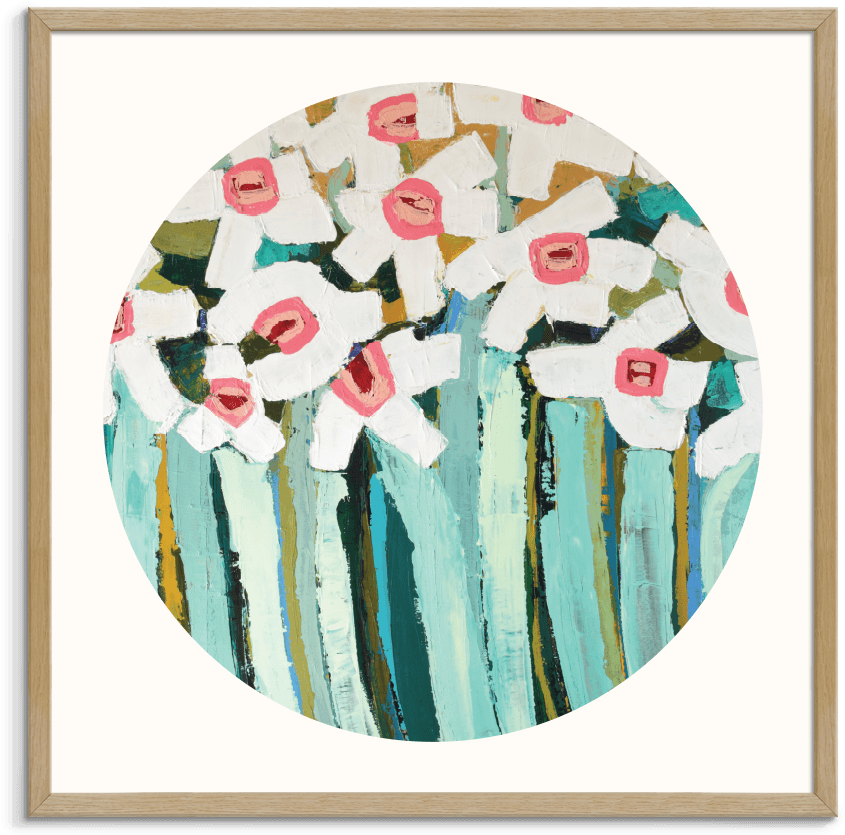 White Daisies Round - Picture Frame (900x900), Png Download