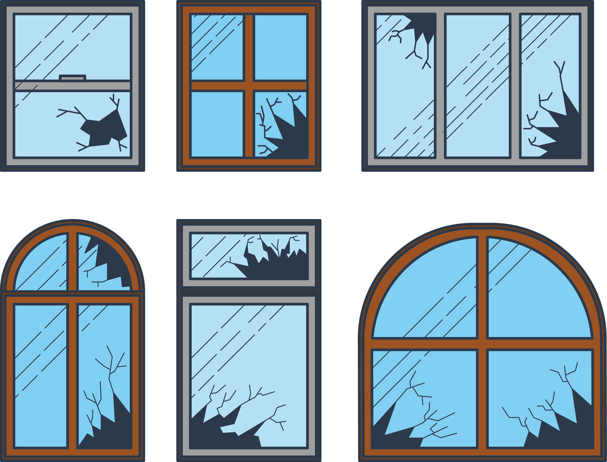 Shatter Broken Windows Theory Clip Art - Drawings Of Cracked Windows (2334x1778), Png Download