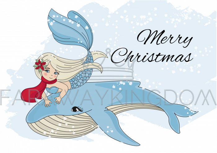 Merry Christmas Vacation Mermaid Vector Illustration - Christmas Day (700x495), Png Download