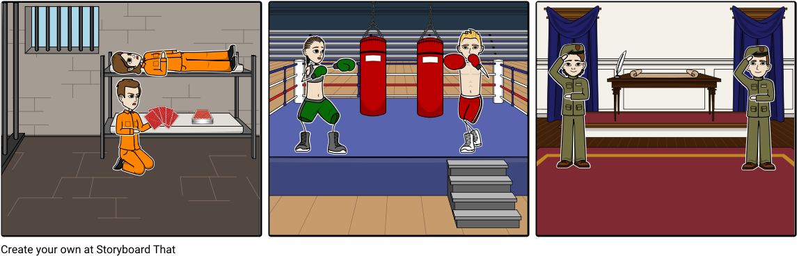 Boxers, Soldiers, And Prisoners - Cartoon (1164x385), Png Download