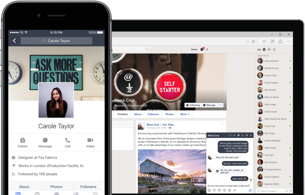 Facebook Is Giving Its Slack Killer Its Own Domain - Workplace By Facebook Mobile (1200x676), Png Download