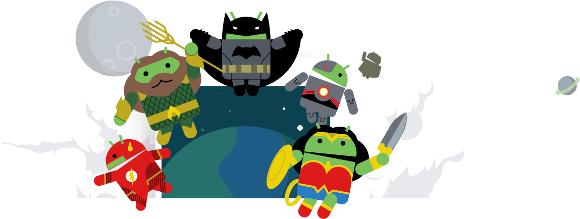 Unite The Justice League With Android Pay - Doodle For Google Dc (1318x454), Png Download