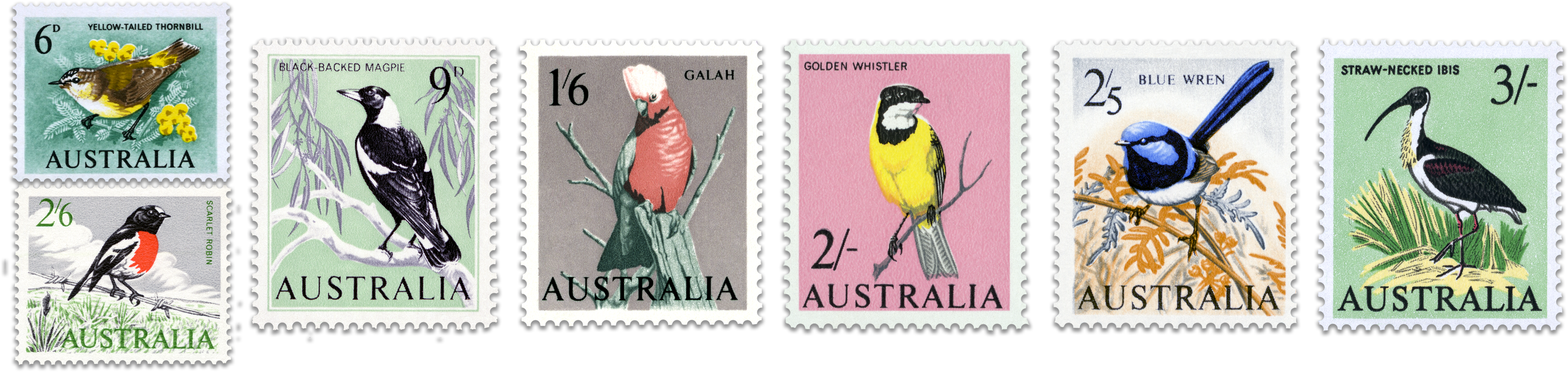 1964-65 Bird Definitive Stamp Issue - Postage Stamp (4000x950), Png Download