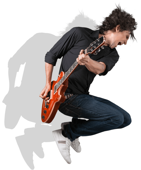 Jumping Guitarist (553x667), Png Download