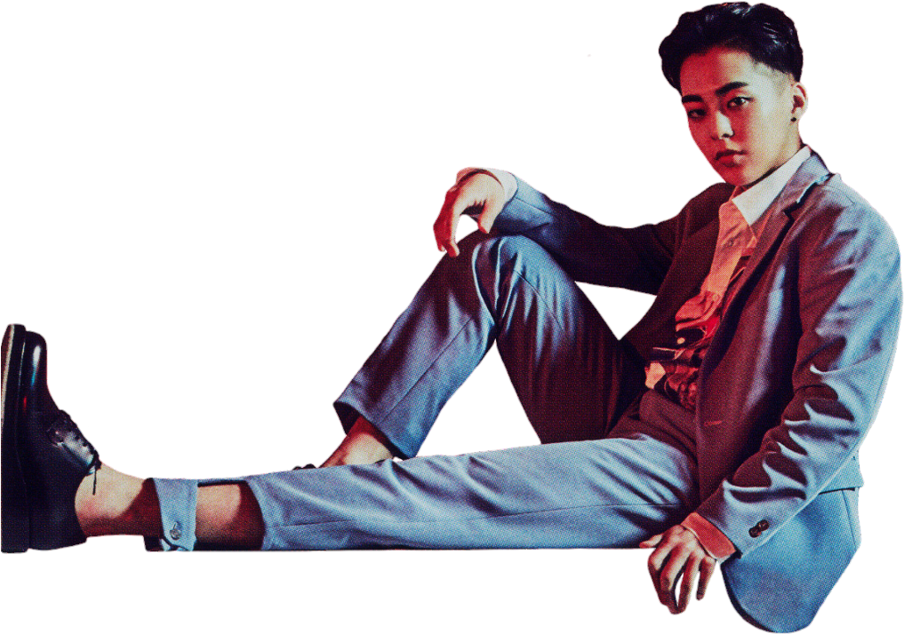 Xiumin Sticker - Sitting (1024x747), Png Download