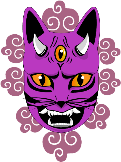 Oni Cat Illustration-01 - Illustration (792x612), Png Download