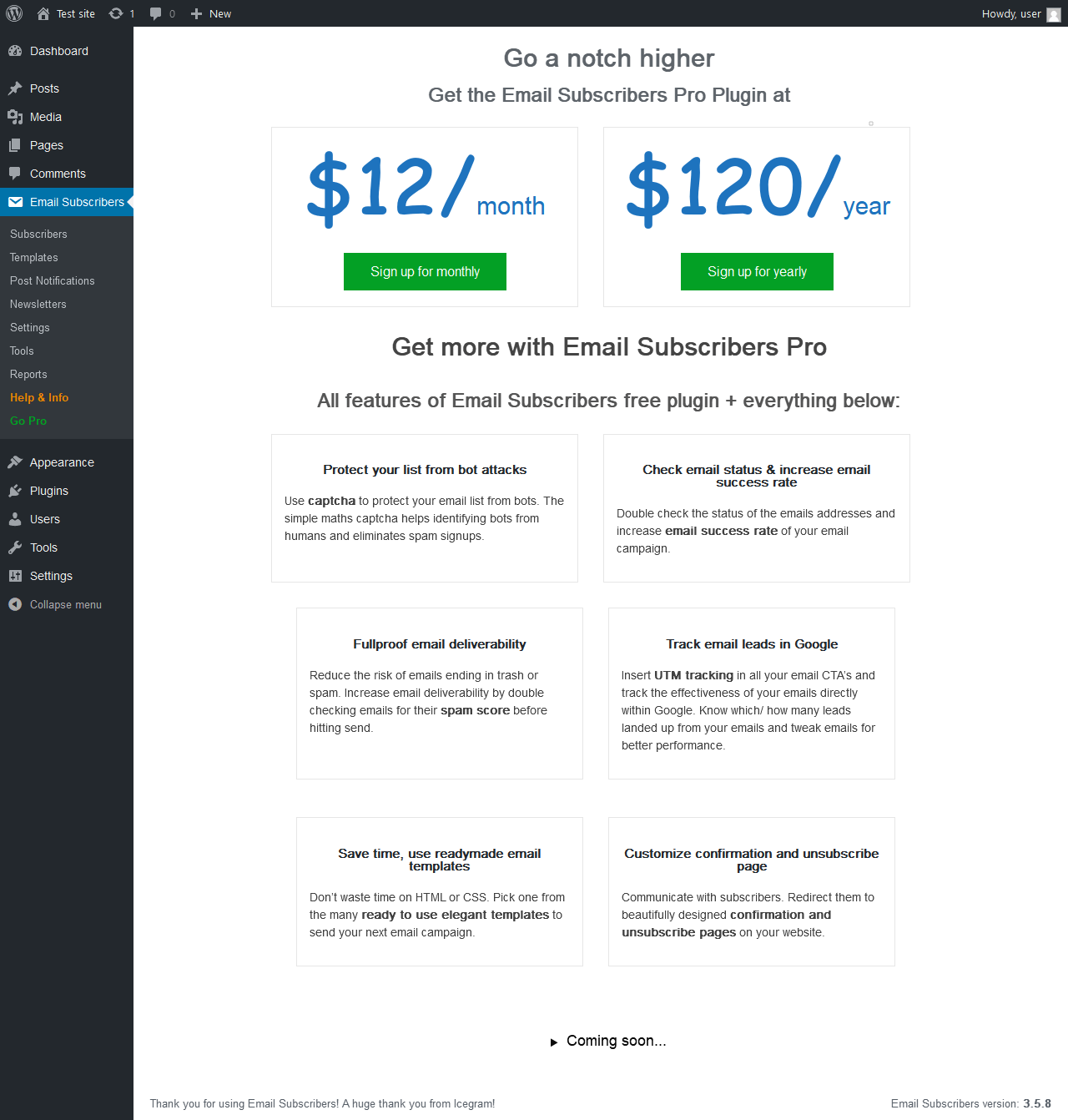 Email Subscribers → Go Pro - Wordpress Updates Dashboard (1280x1342), Png Download