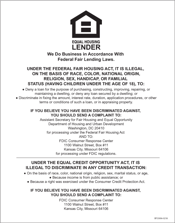 Fdic Version, Single-sided 11" X 14\ - Equal Housing Lender (763x763), Png Download