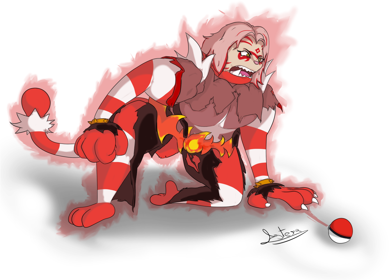 Transforming Into Incineroar - Cartoon (1500x1286), Png Download