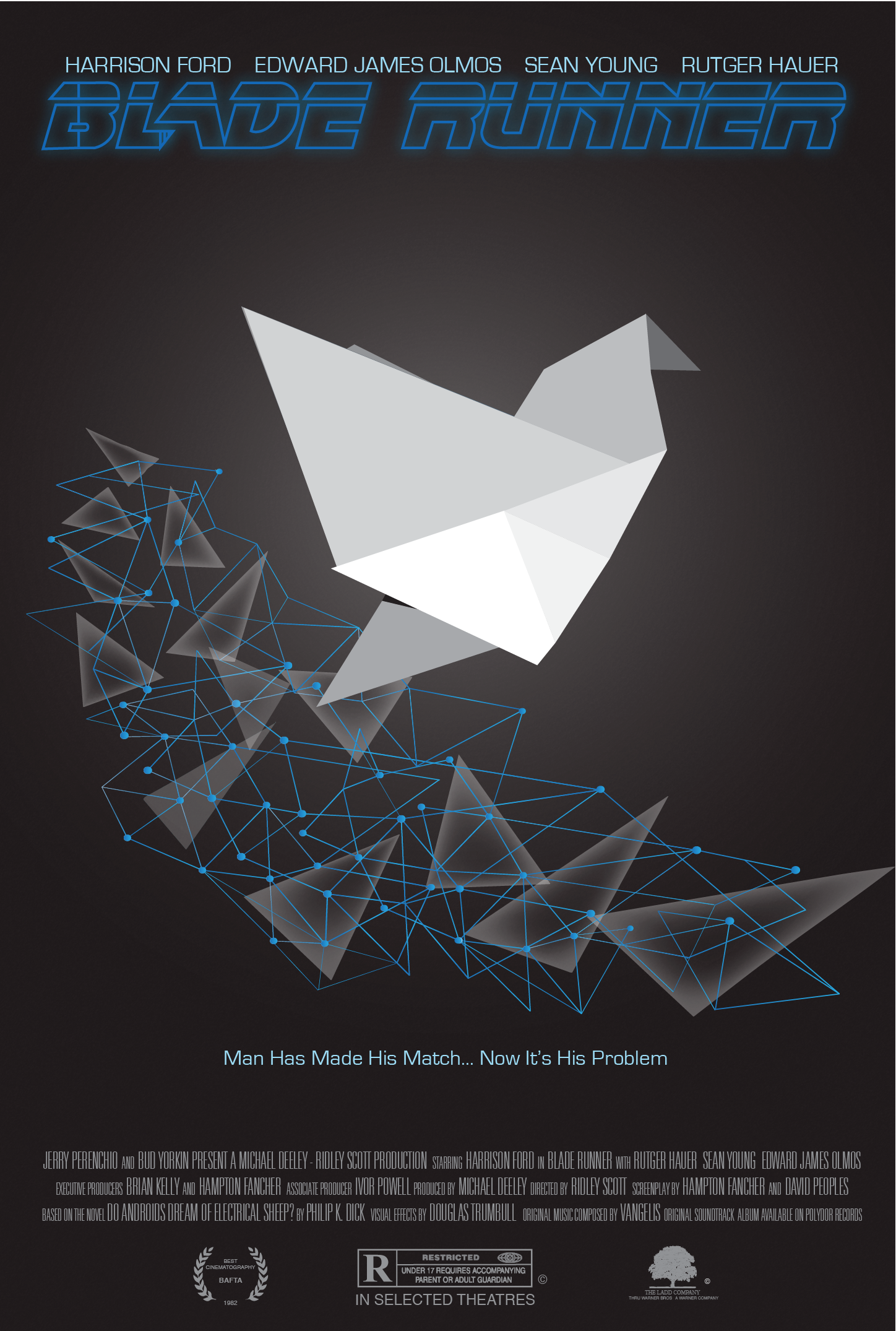 For A Poster Redesign Of The 1982s Movie Blade Runner, - Origami Paper (1448x2150), Png Download