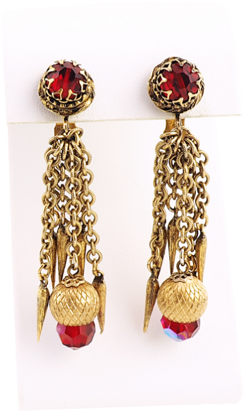 Vintage Red Crystal Earrings - Earrings (600x600), Png Download
