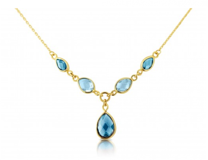 3449 - Blue Topaz Necklace Gold (700x700), Png Download